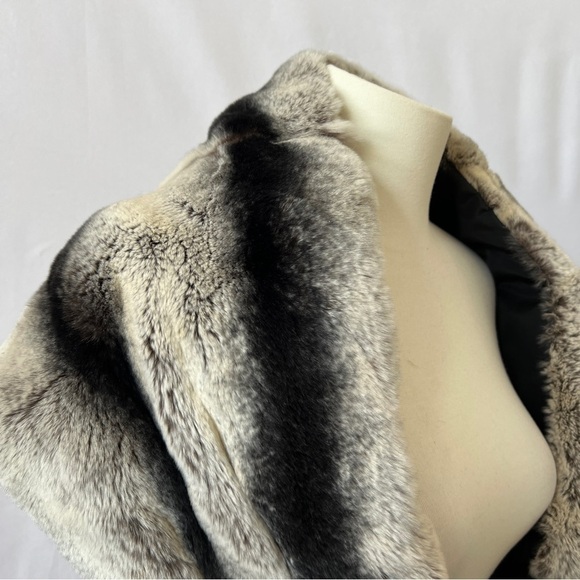 LUISA SPAGNOLI RABBIT FUR SCARF SILK LINED ADJ TIE FRONT OLD MONEY ELEGANT VTG - Picture 8 of 12